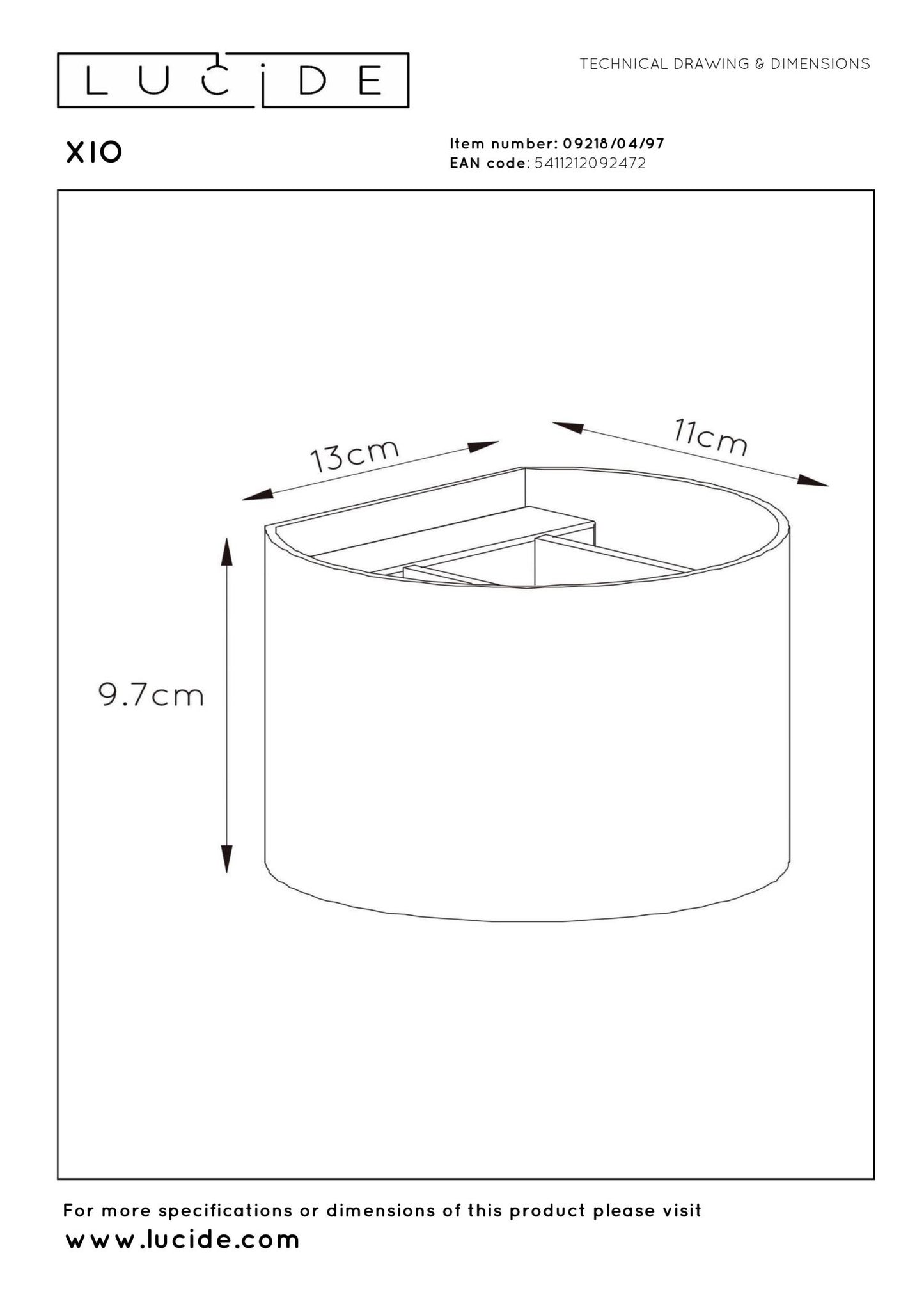 Wandlamp XIO brons rond Incl. Led