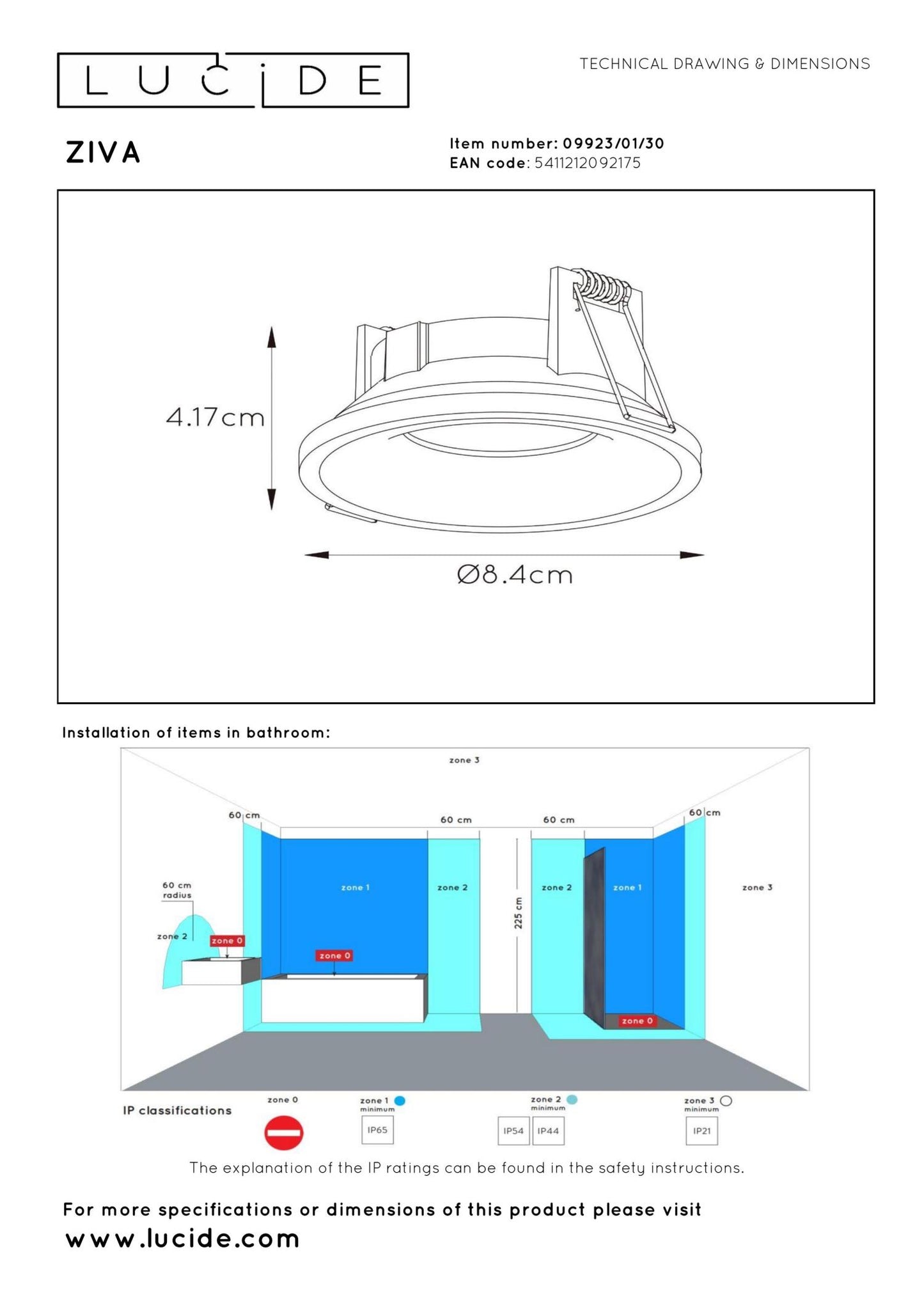 Inbouwspot IP44 rond zwart GU10