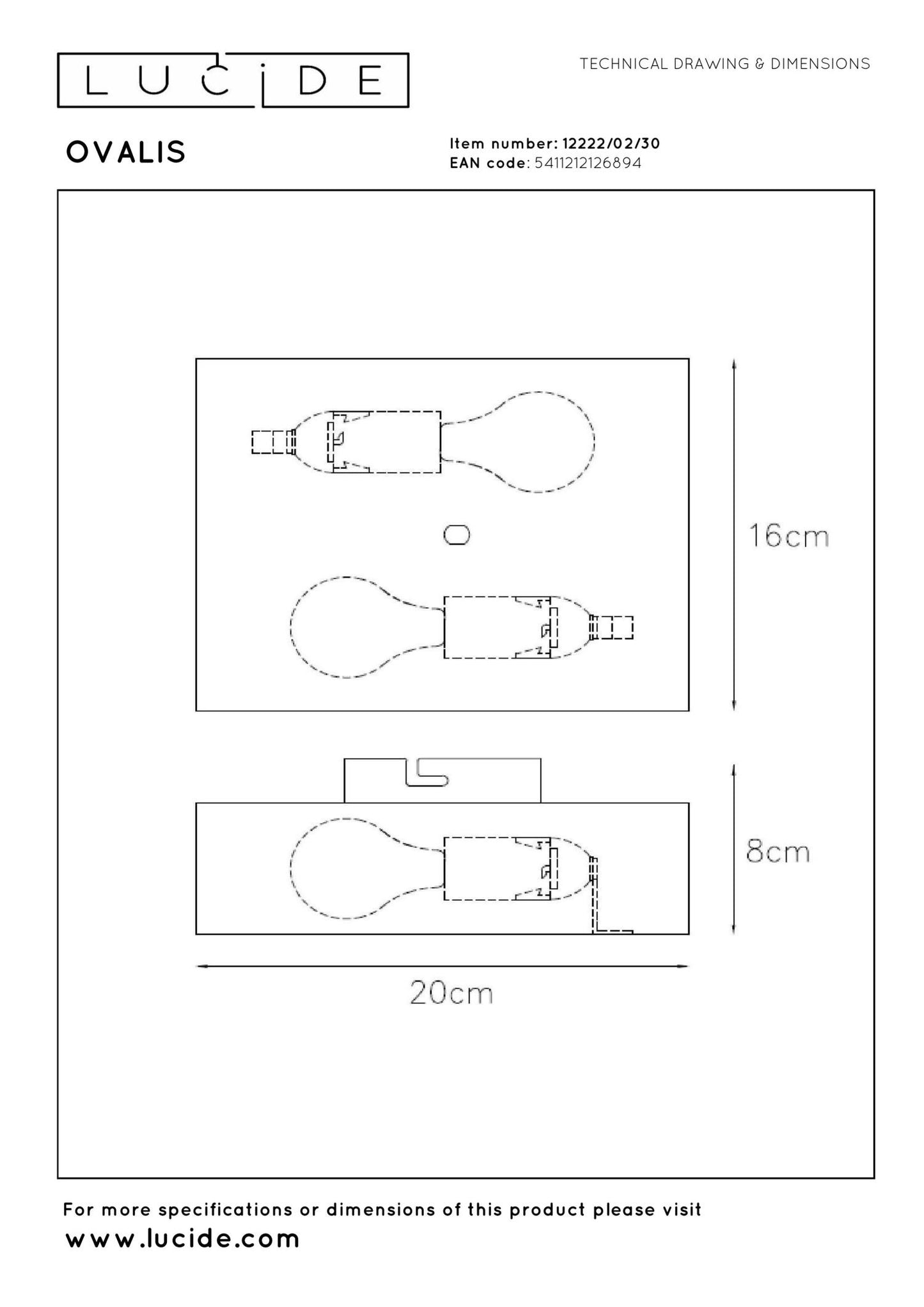 Wandlamp Ovalis zwart-goud 2xE14