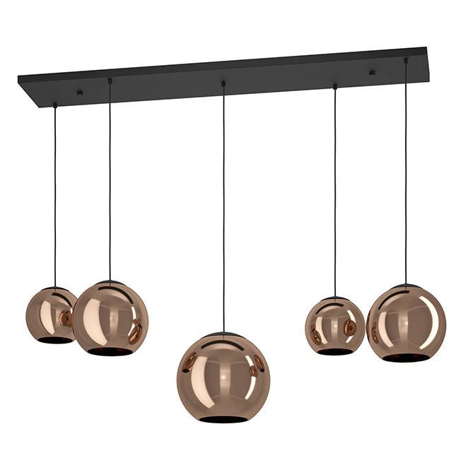 Hanglamp glas koper 5-lichts E27 18390388