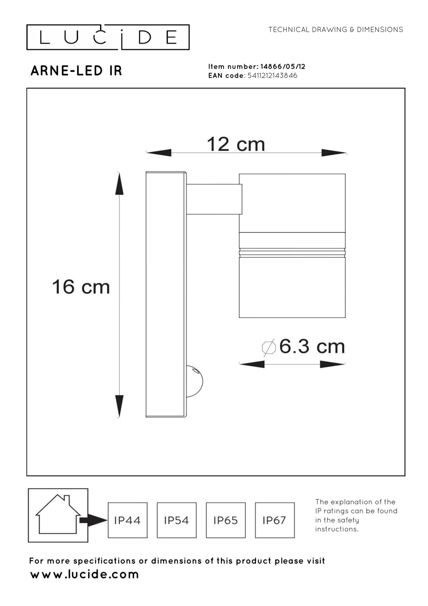Wandlamp buiten Arne nikkel bewegingssensor incl. 1xGU10