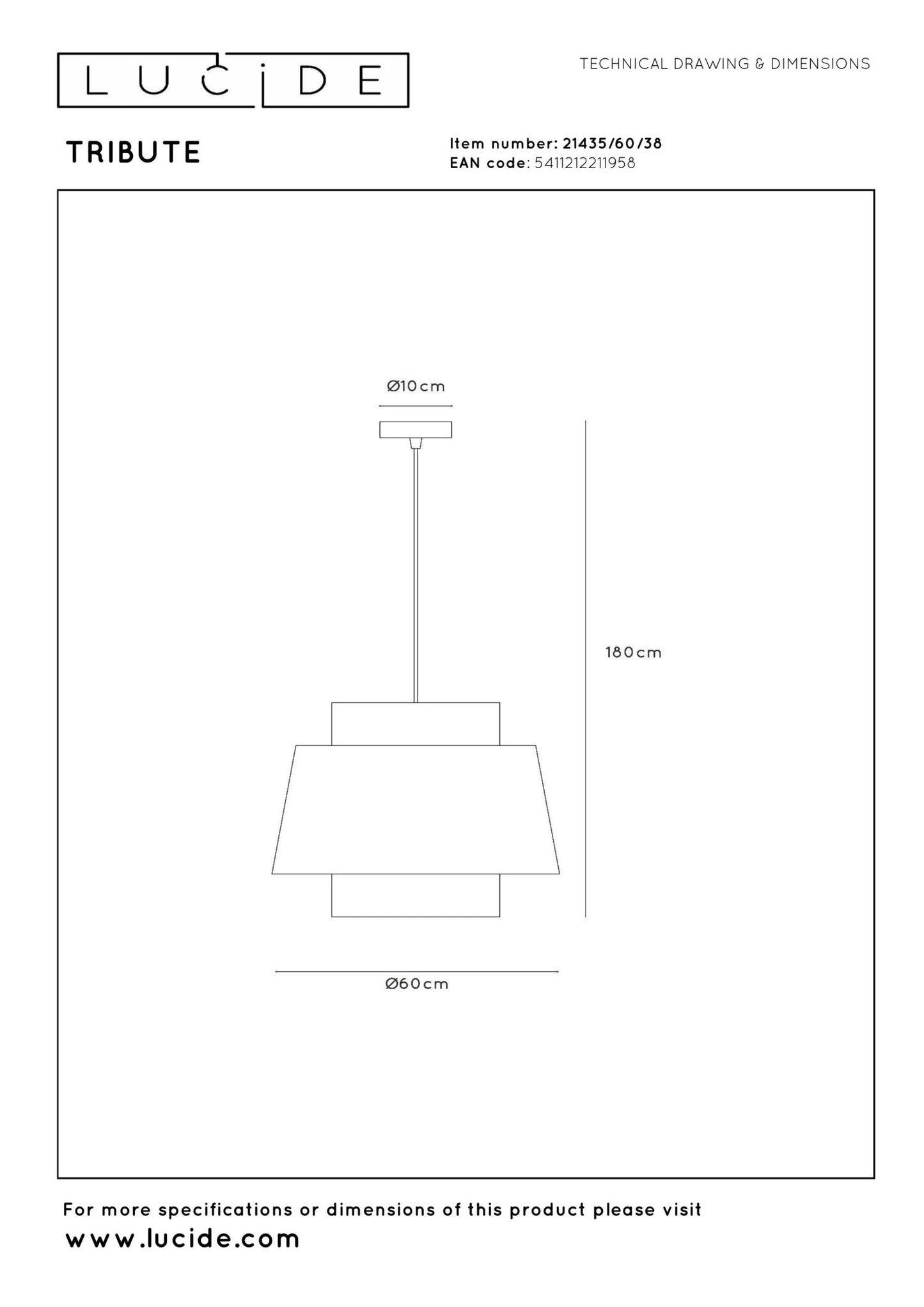 Hanglamp Tribute 60cm E27