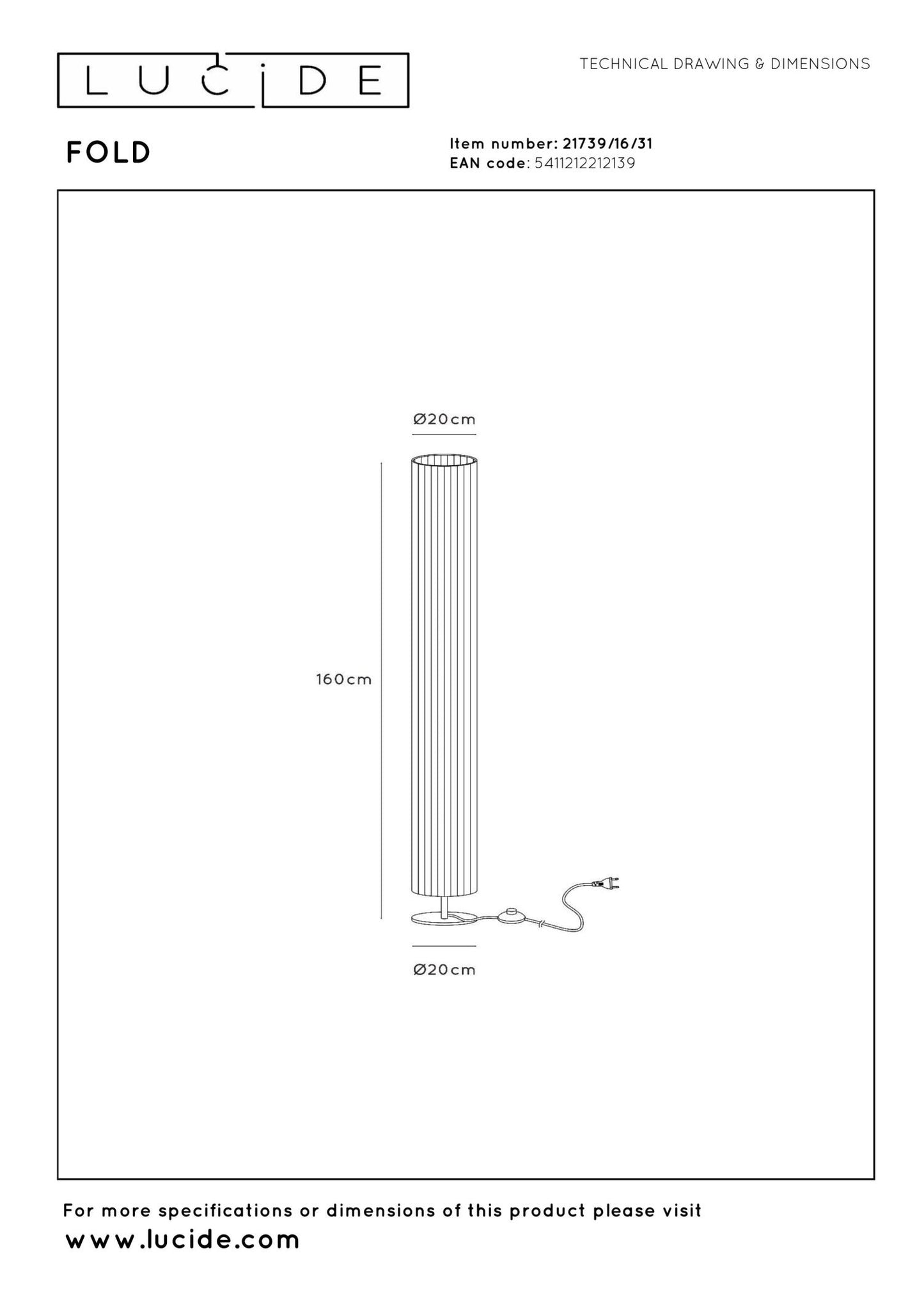 Vloerlamp Fold L 3xE27