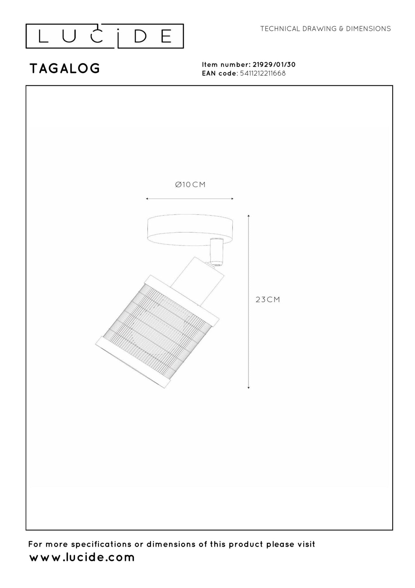 Plafondspot Tagalog zwart-goud E27