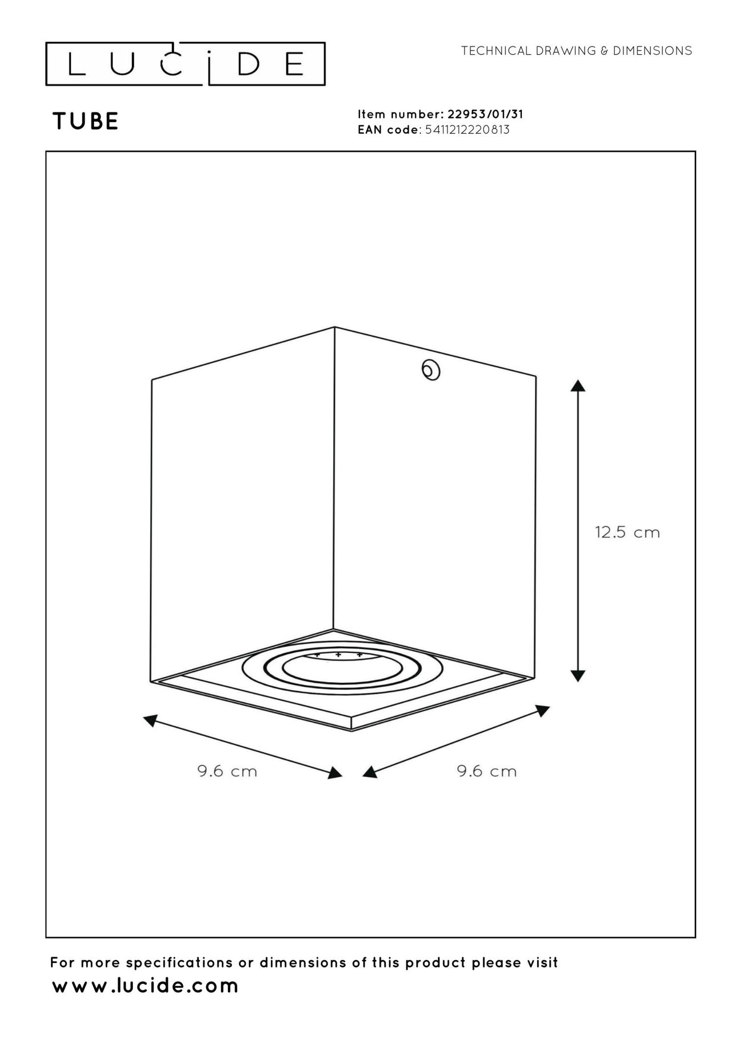 Plafondspot Tube wit GU10