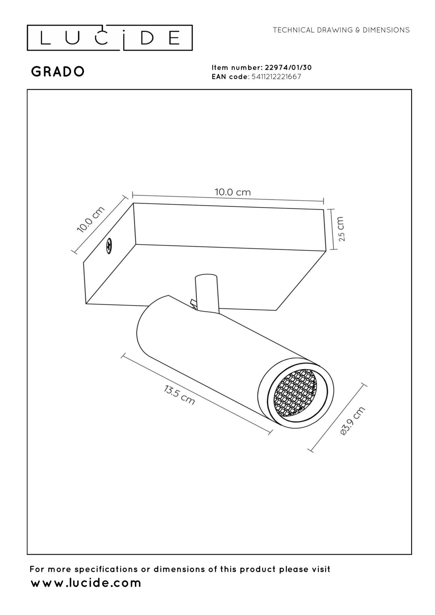 Plafondspot 1xGU10 Zwart