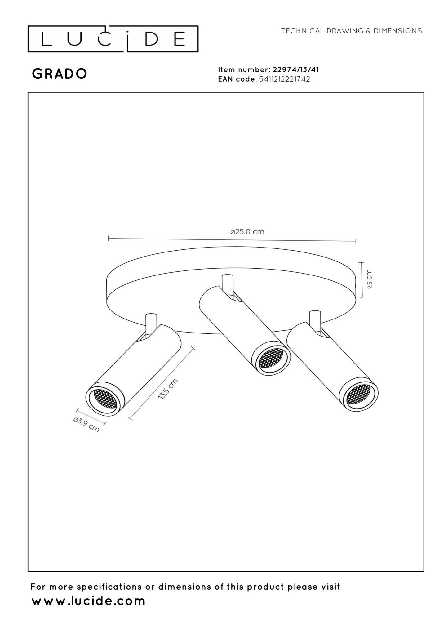 Plafondspot 3x Gu10 Taupe