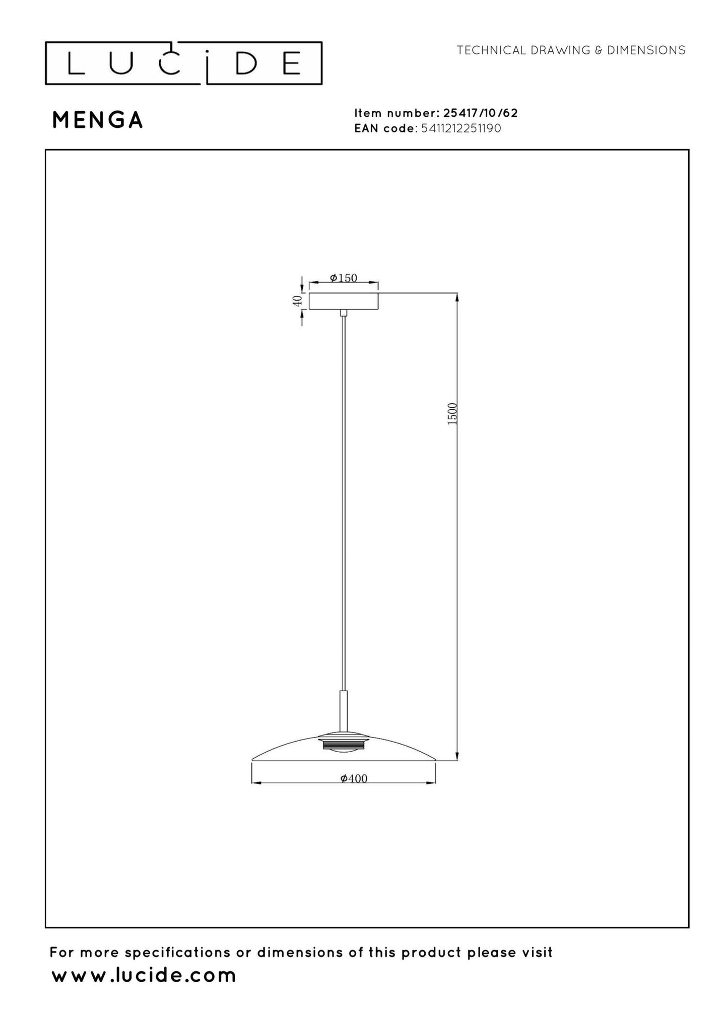 Hanglamp Menga 40cm bruin incl. LED