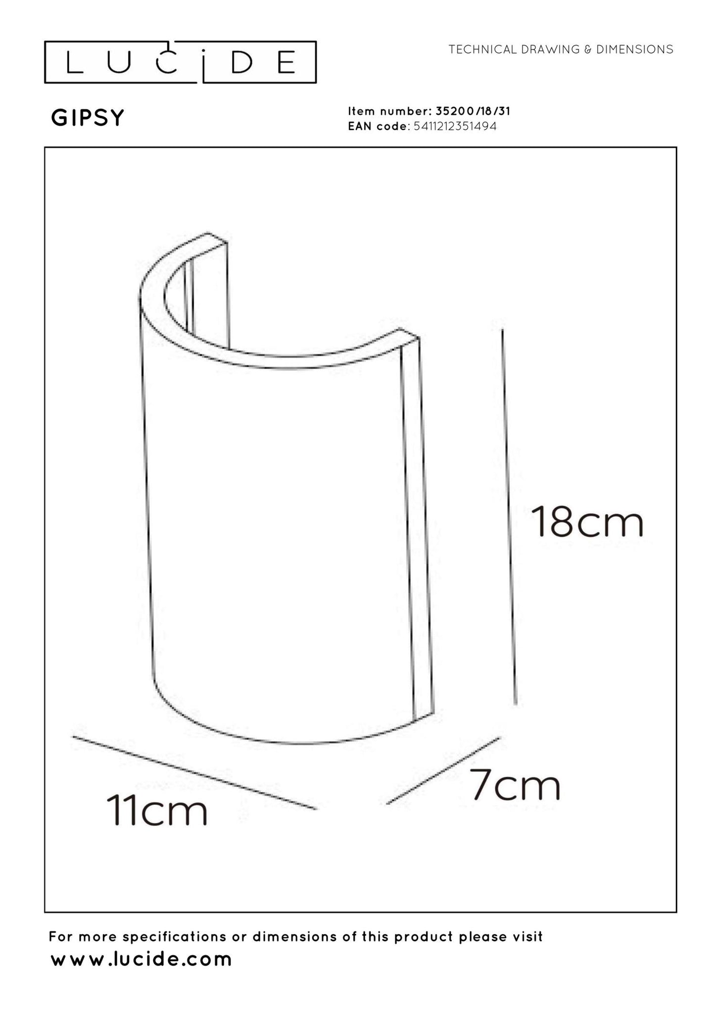 Wandlamp Gipsy overschilderbaar halfrond G9