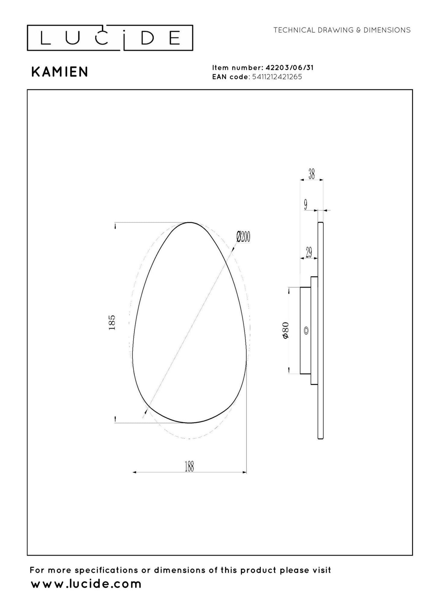 Wandlamp Marble 20cm