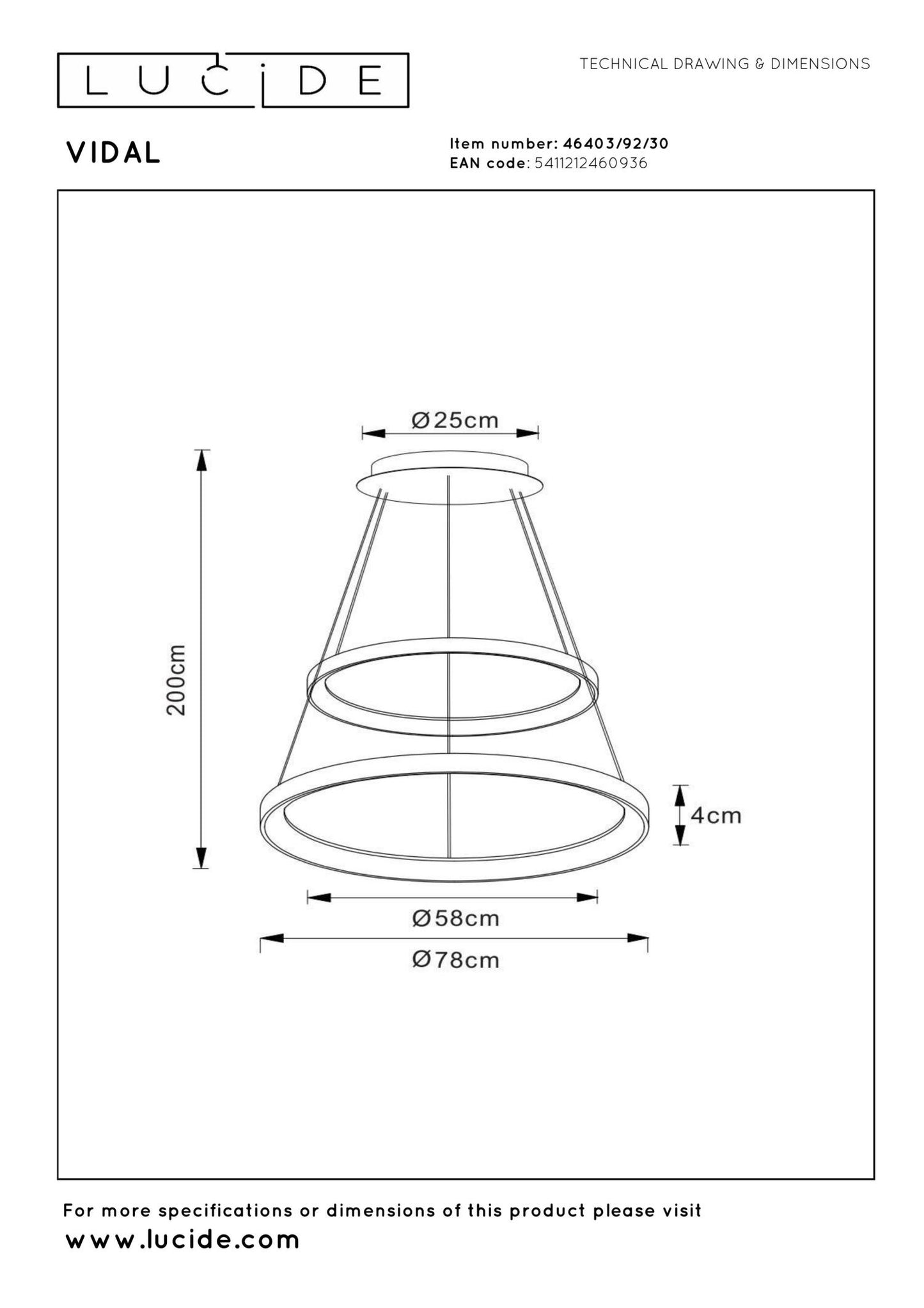 Hanglamp Vidal ringen 2-lichts zwart dimbaar