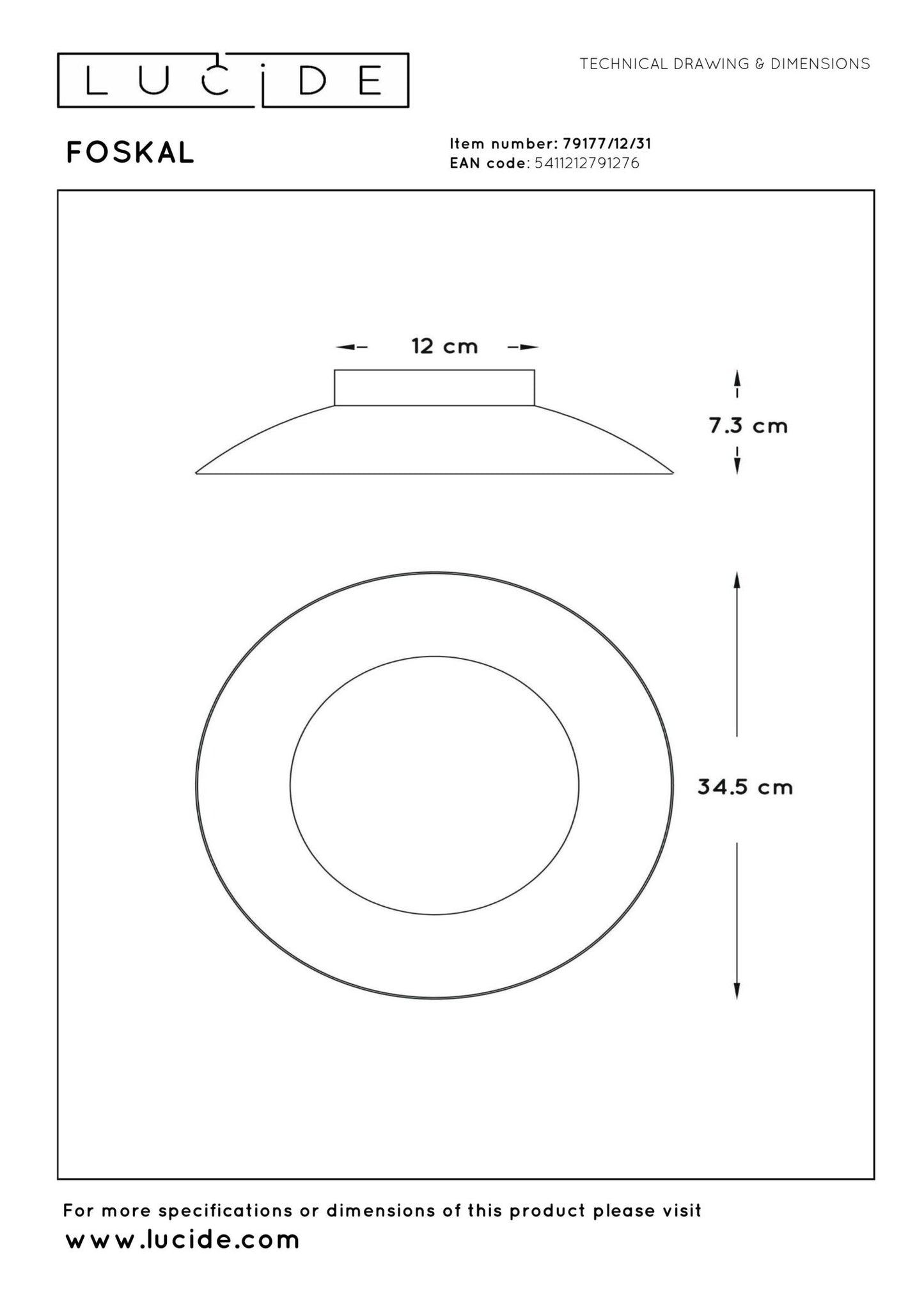 Plafondlamp Foskal wit incl. LED