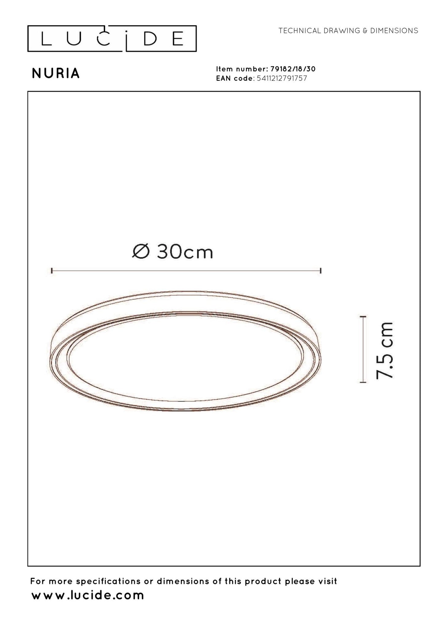 Plafondlamp Nuria zwart S incl. LED 3-standen