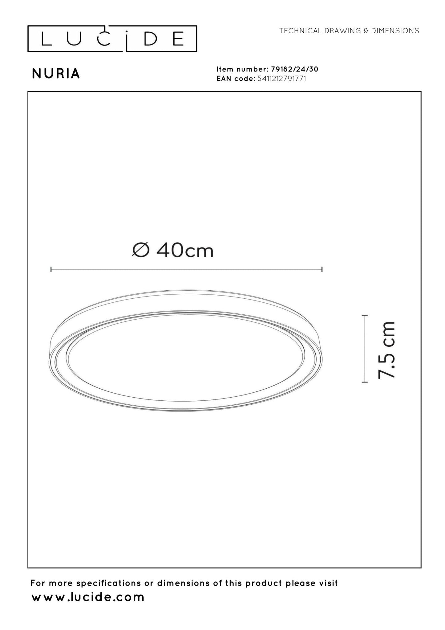 Plafondlamp Nuria zwart M incl. LED 3-standen