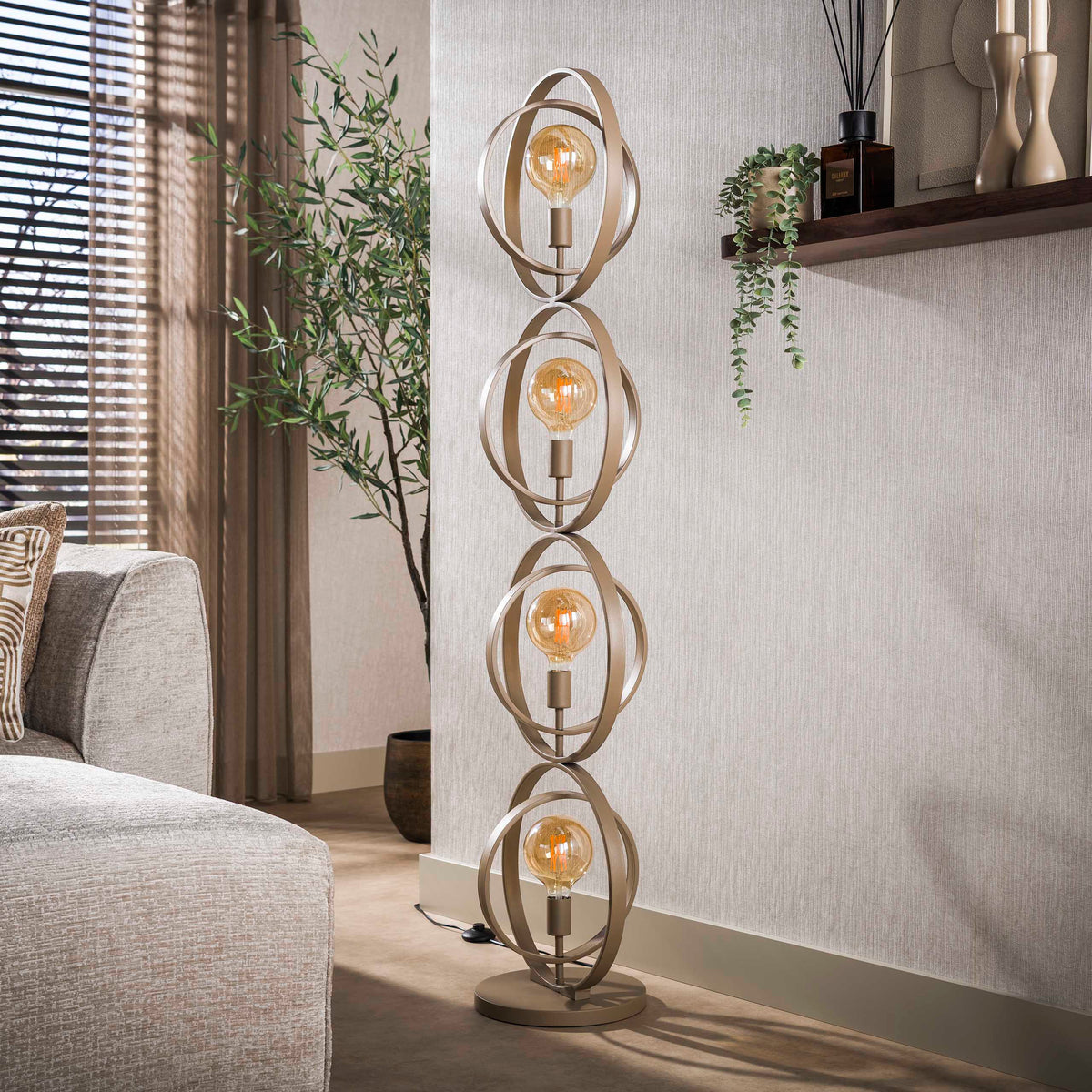 Vloerlamp Turn Around 4-lichts / Beige