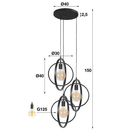 Hanglamp turn around 3-lichts