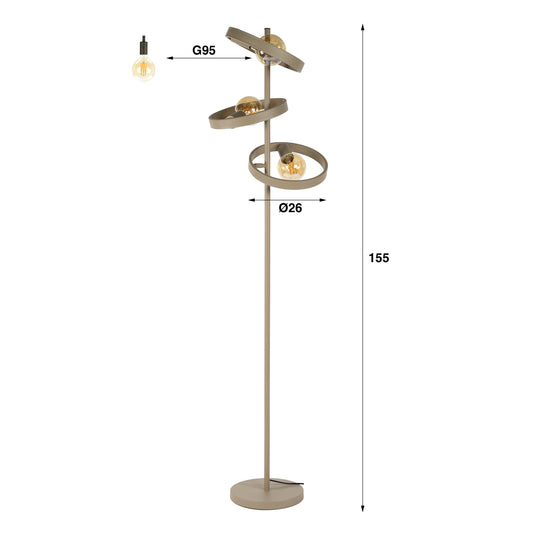 Vloerlamp Hover 3-lichts / Beige