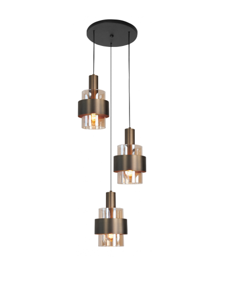 Hanglamp Marrone brons amber