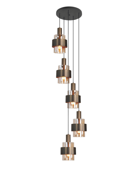 Hanglamp Marrone brons amber