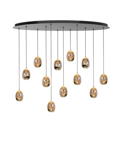 Hanglamp Egg goud ovaal 12-lichts