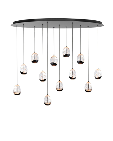 Hanglamp Egg helder ovaal 12-lichts