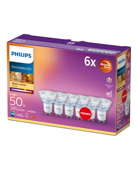 Philips spot set van 6 3,8W GU10 dimbaar LED