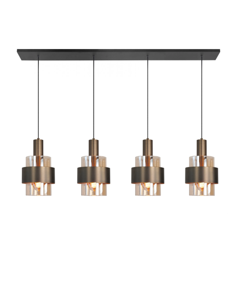 Hanglamp Marrone brons amber