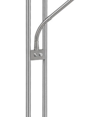 Vloerlamp Biarritz met leeslamp nikkel