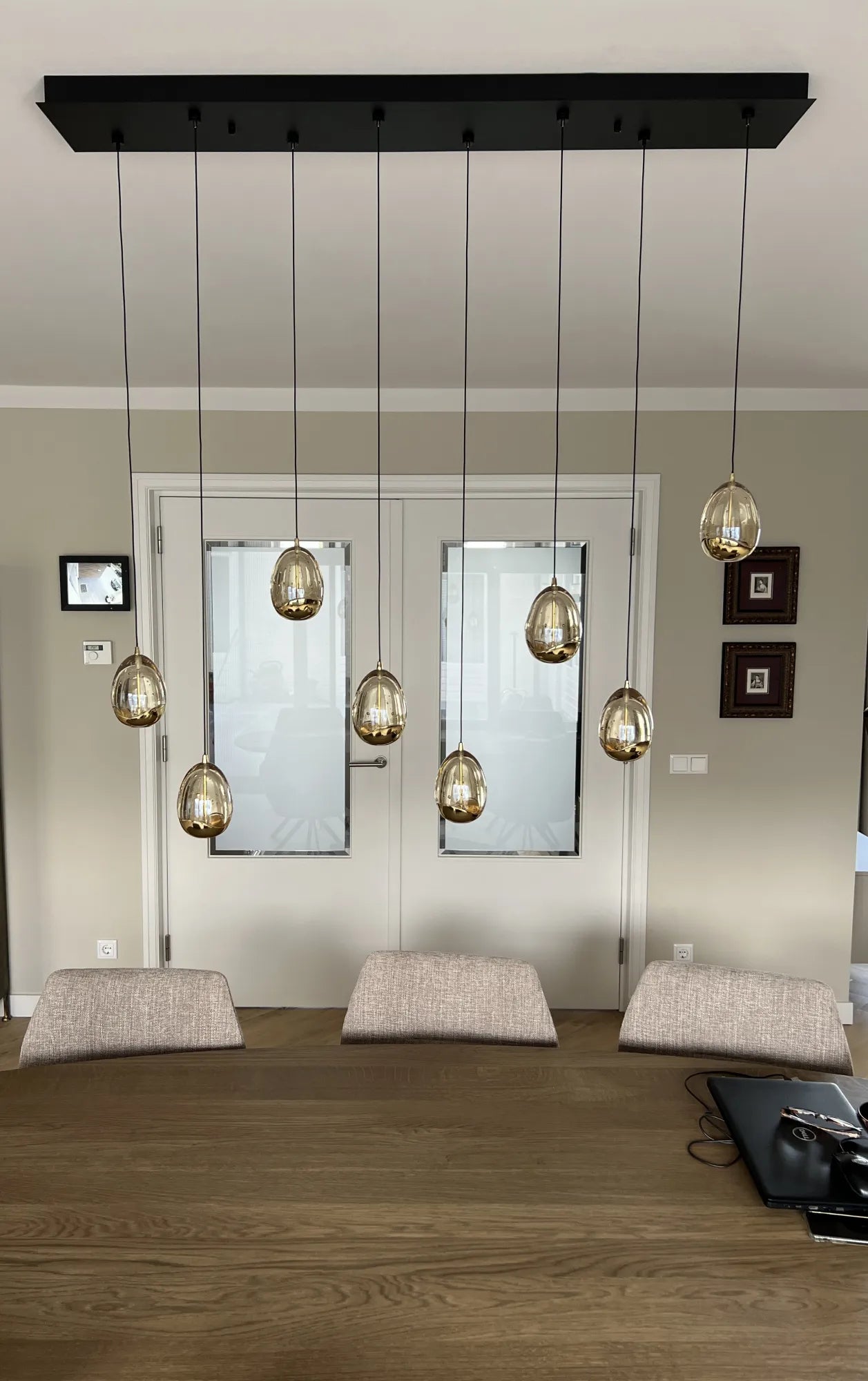 Hanglamp Egg goud 8-lichts
