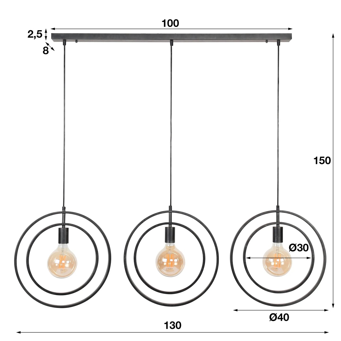 Hanglamp turn around 3-lichts