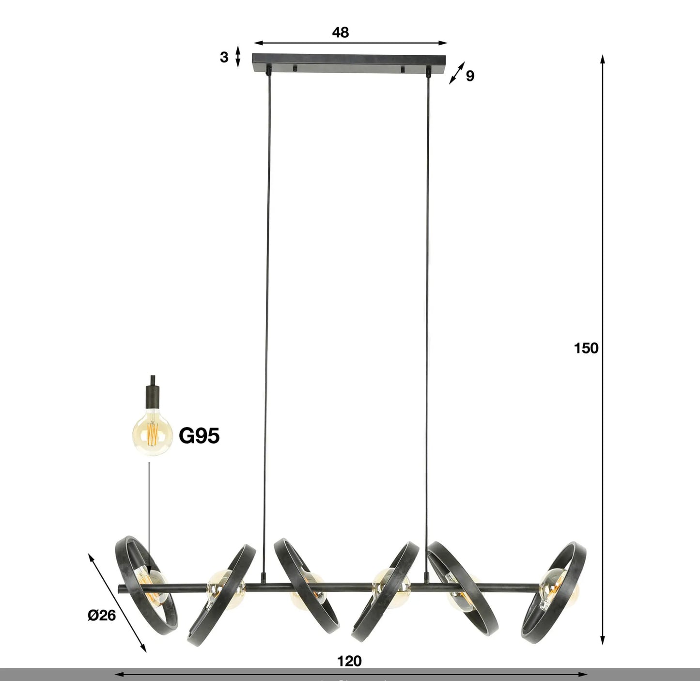 Hanglamp hover 6-lichts