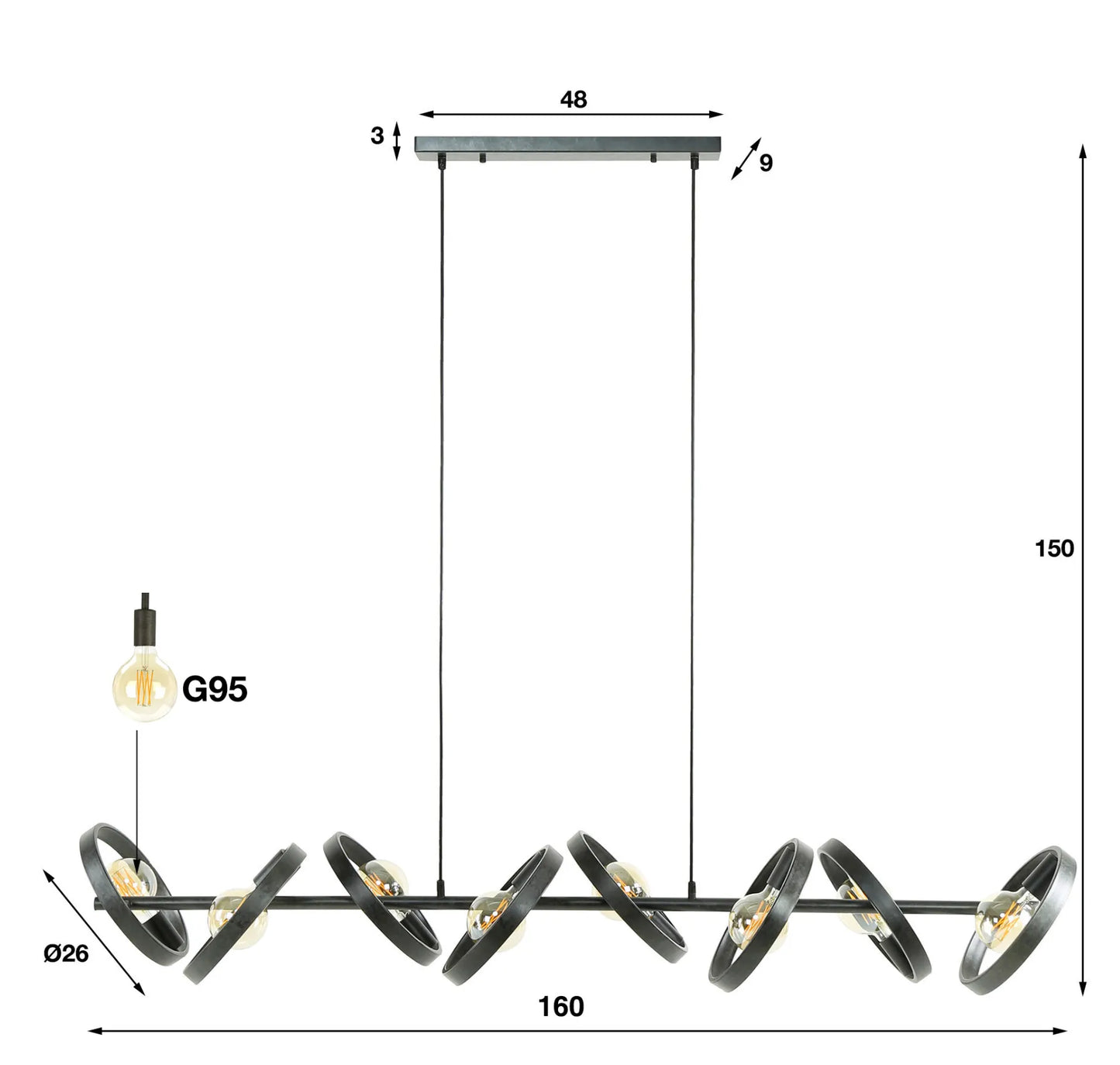 Hanglamp hover 8-lichts