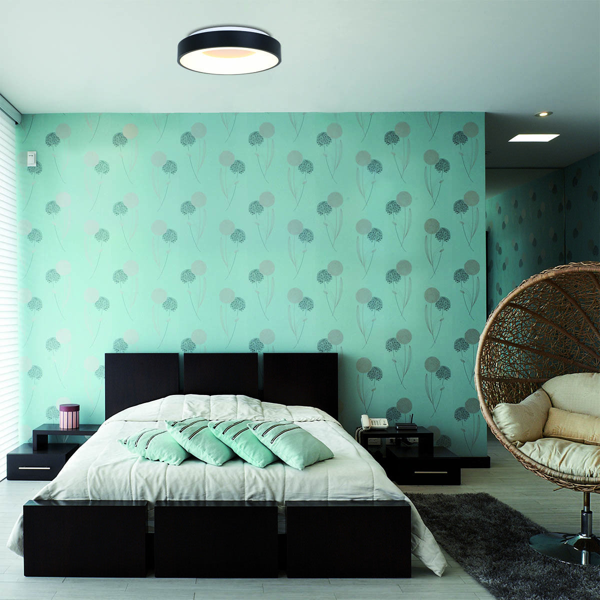 2563ZW Plafondlamp Ringlede Zwart Ã48cm