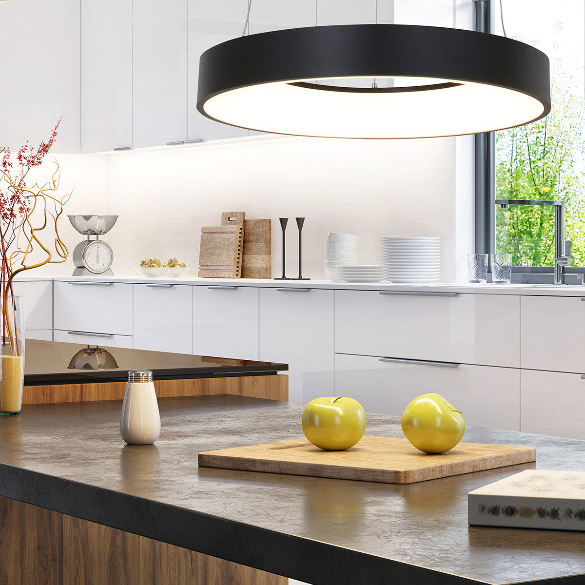 2695ZW Hanglamp Ringlede Zwart rond 48 cm