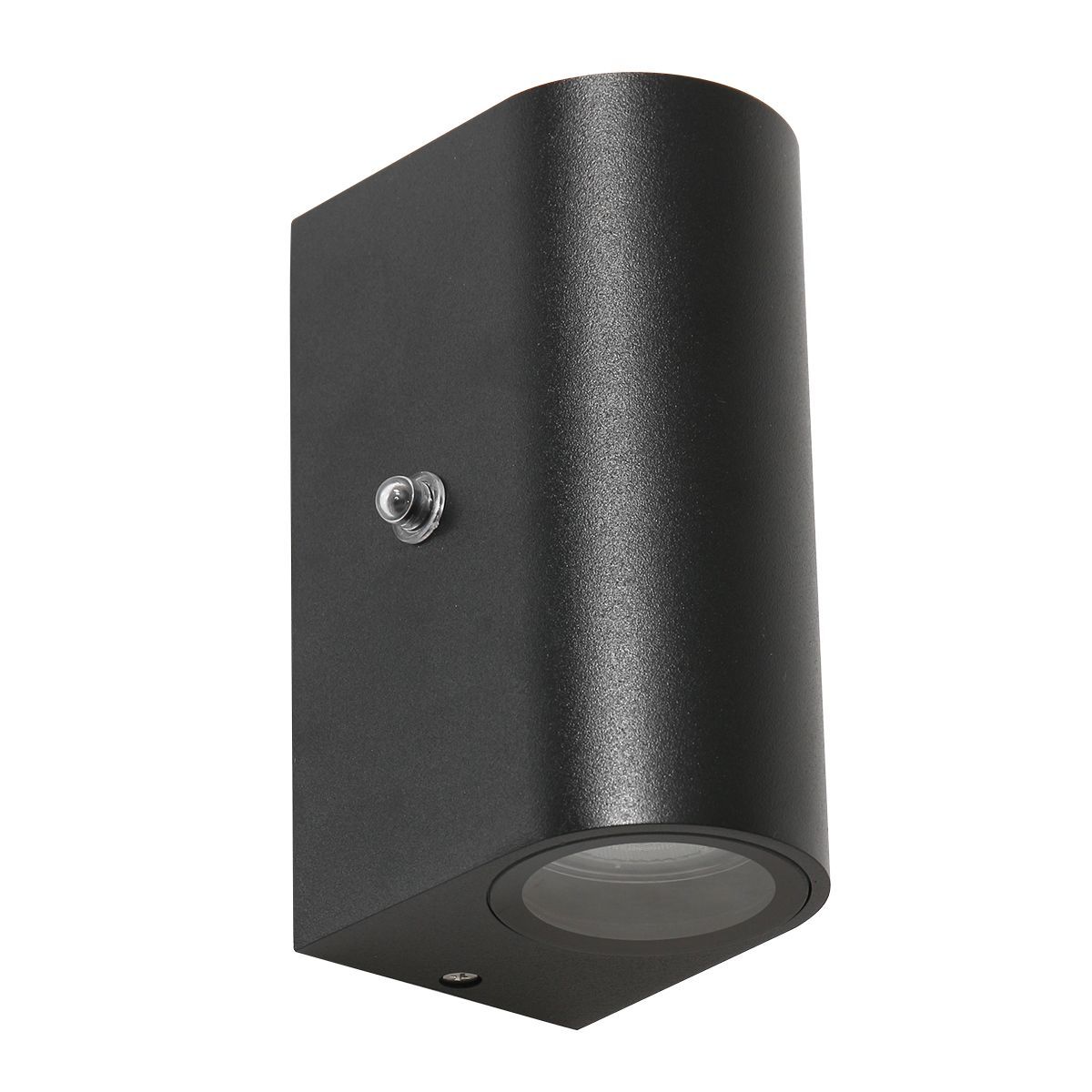 2720ZW Buitenlamp Logan - zwarte wandlamp met sensor en up-downlicht