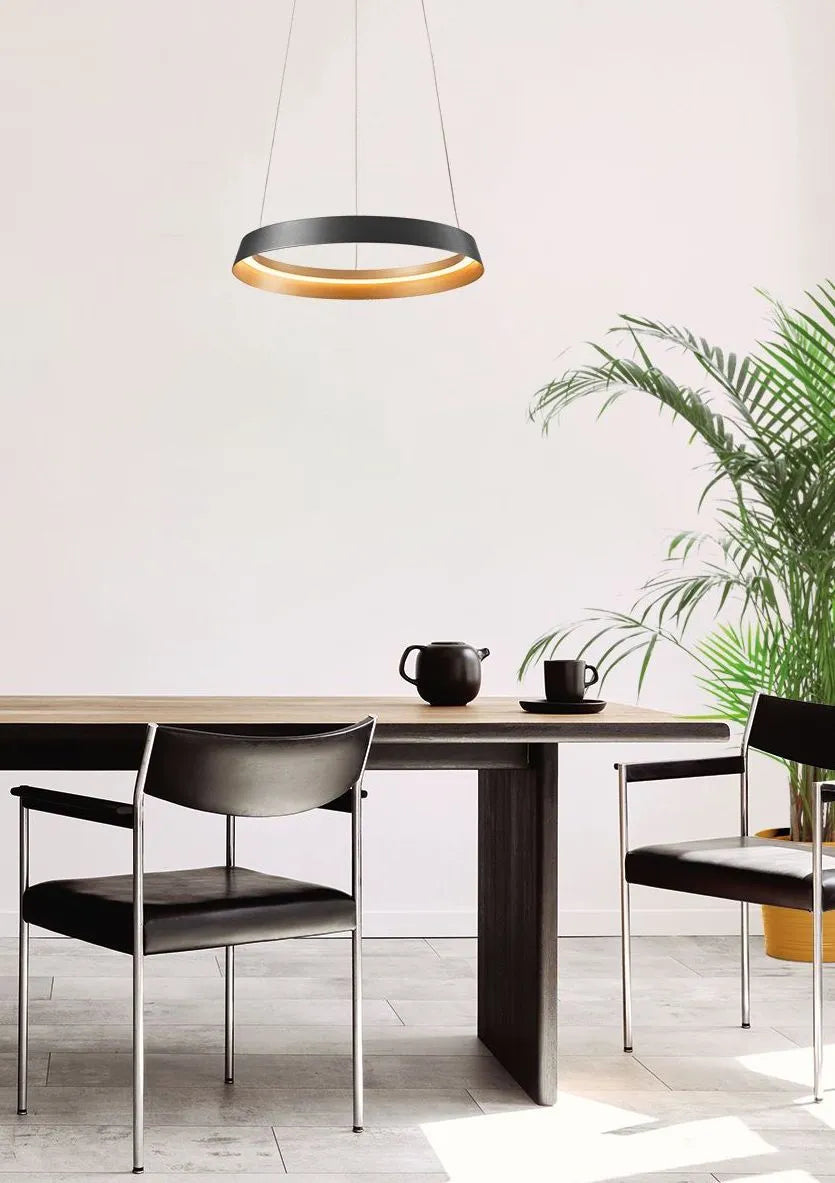 Hanglamp ringlux zwart-goud