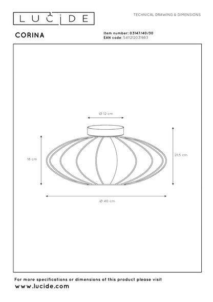 Plafondlamp Corina zwart E27