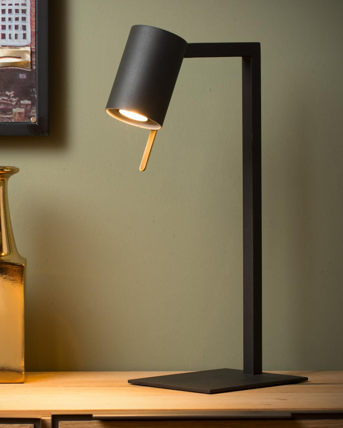 Bureaulamp Lesley zwart-goud GU10