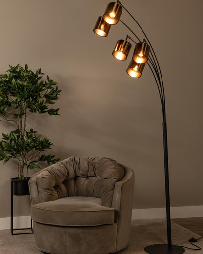 Lucide RANKOS Vloerlamp  zwart/brons