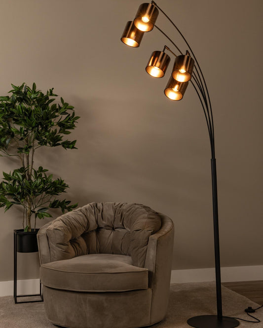 Lucide RANKOS Vloerlamp  zwart/brons