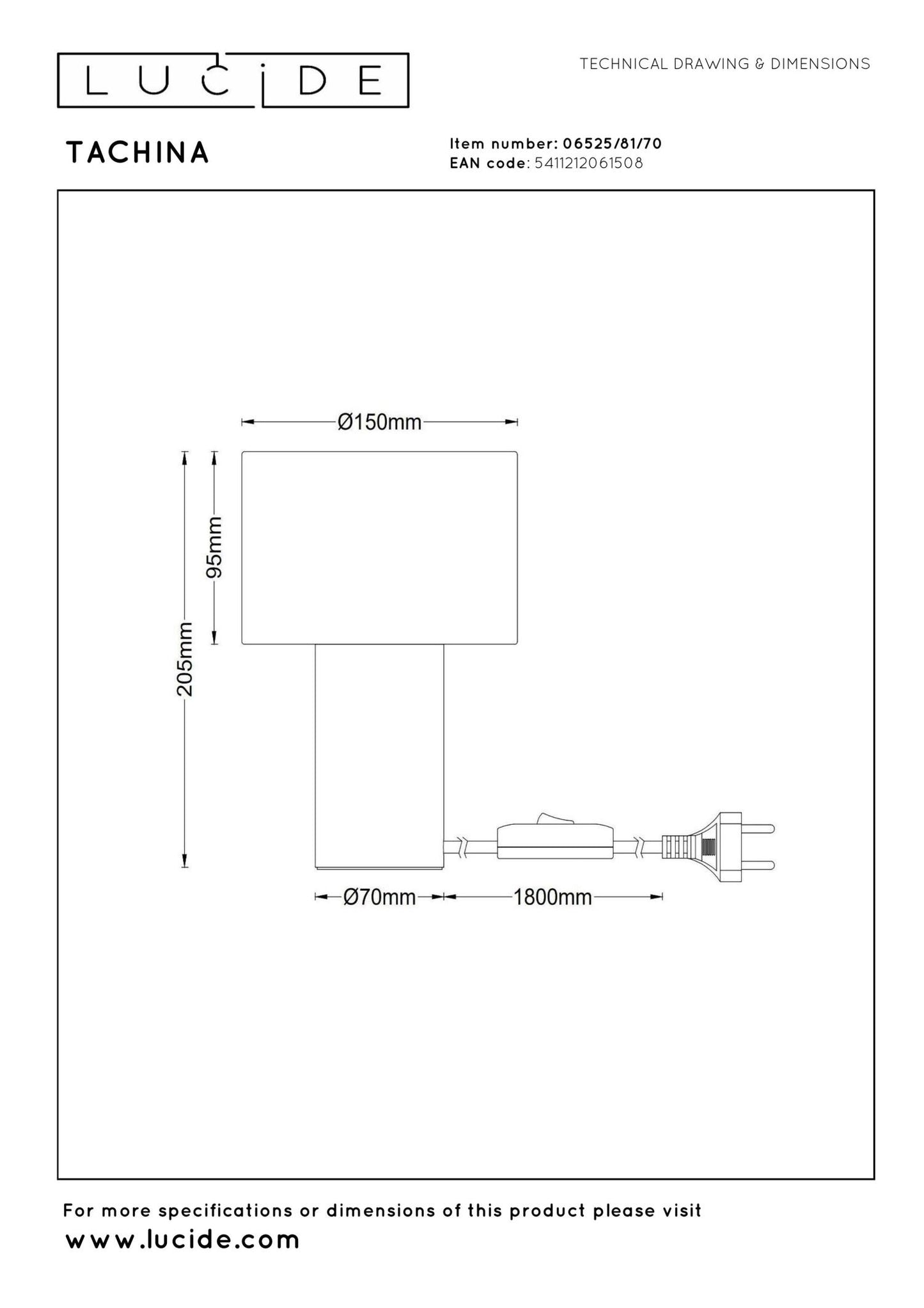 Tafellamp Woody S incl. kap