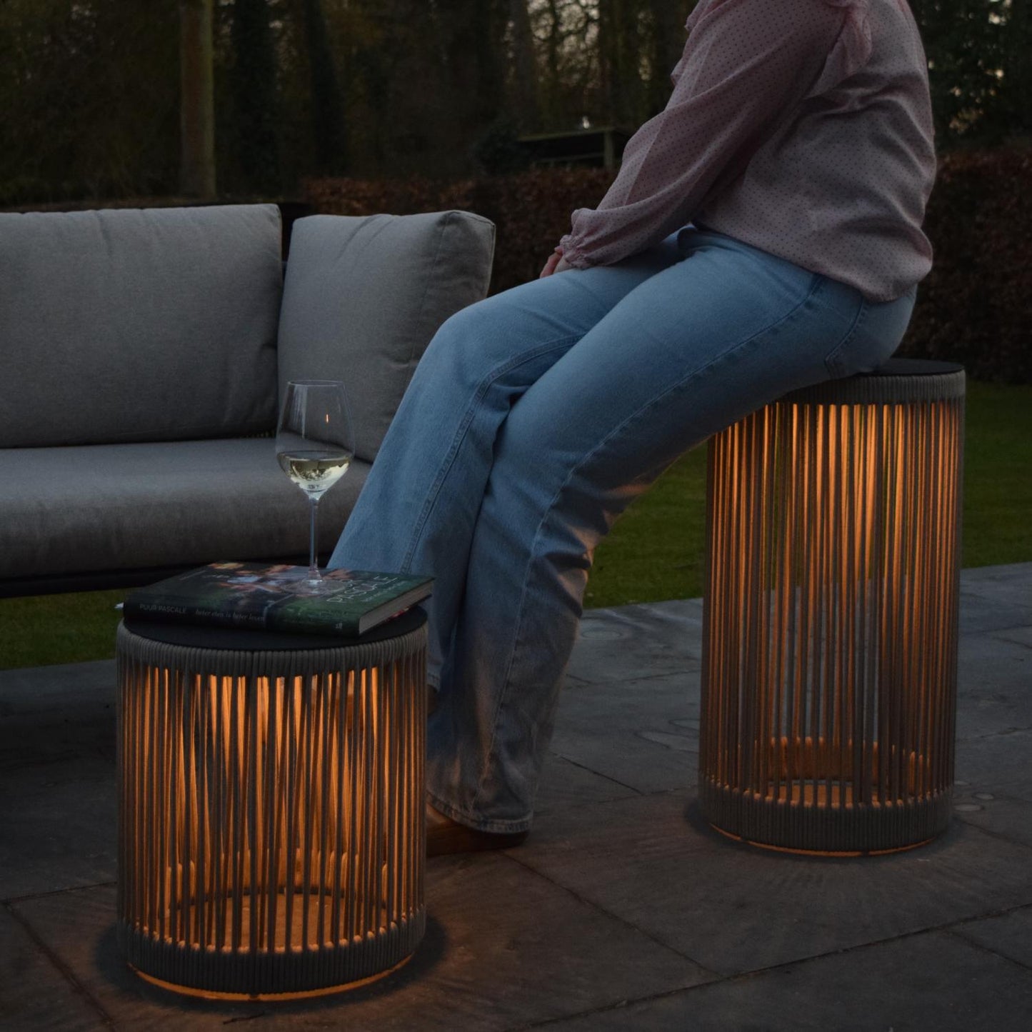 Bijzettafel Led taupe L