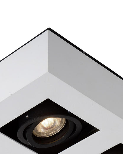 Plafondspot Xirax wit-zwart 4-lichts incl. Led