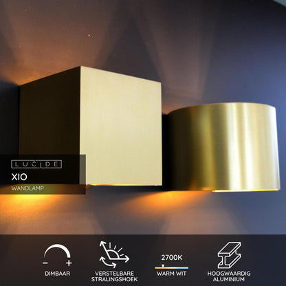 Wandlamp XIO messing vierkant incl. Led