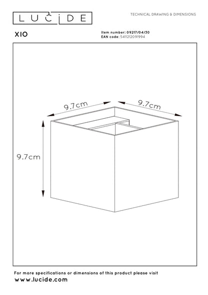 Wandlamp XIO zwart-goud vierkant incl. Led