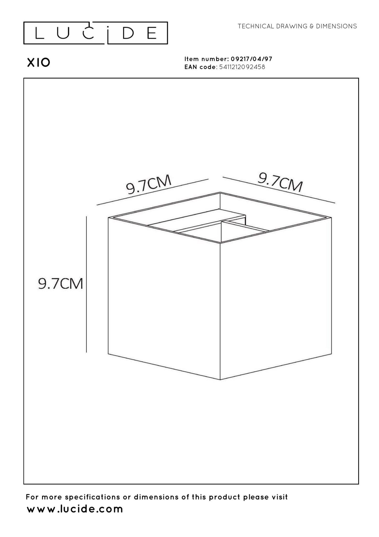Wandlamp XIO brons vierkant incl. Led