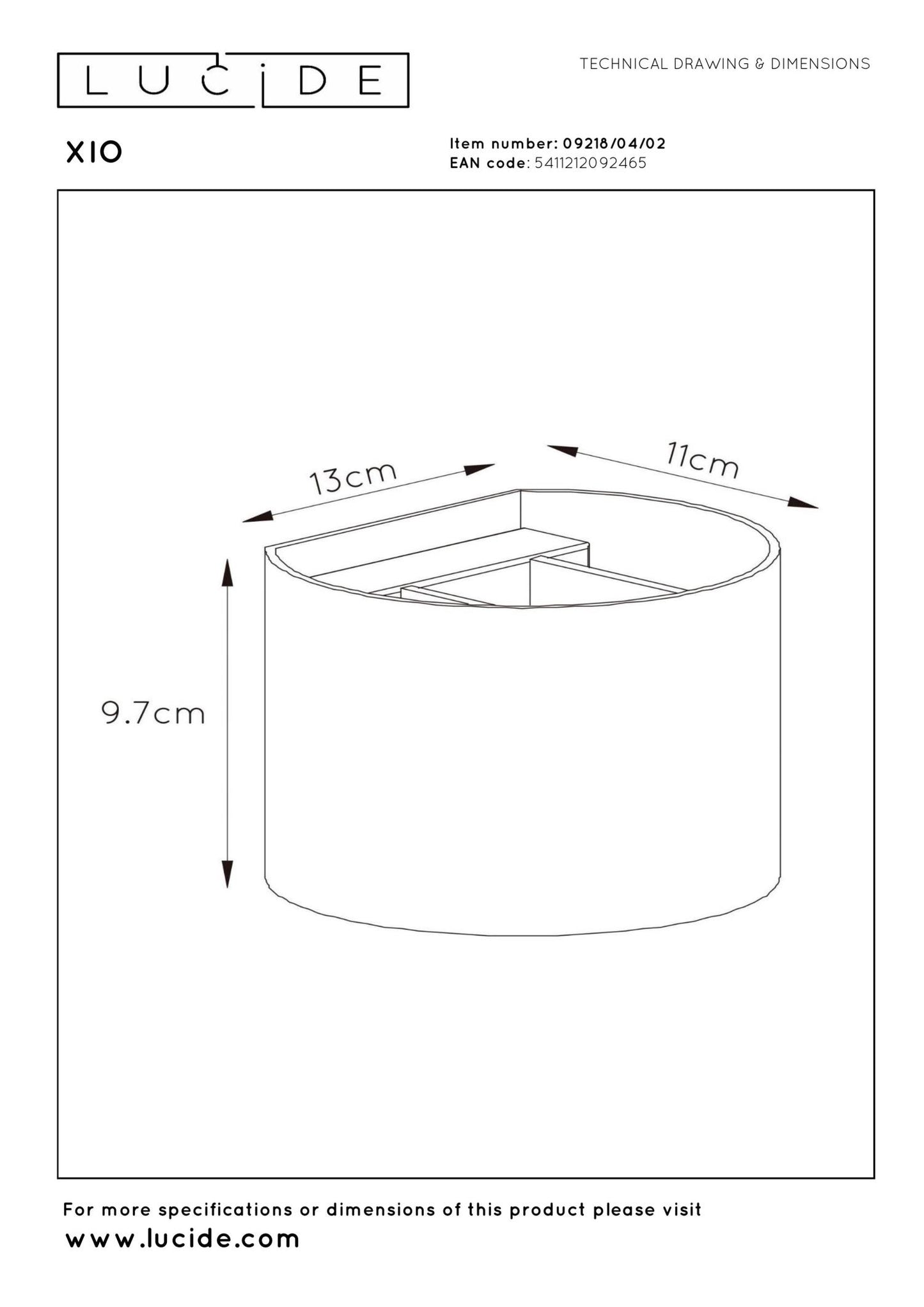 Wandlamp XIO messing rond incl. Led