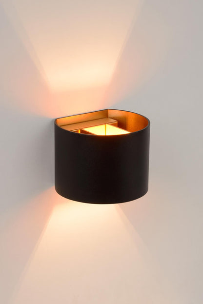 Wandlamp XIO zwart-goud rond incl. Led