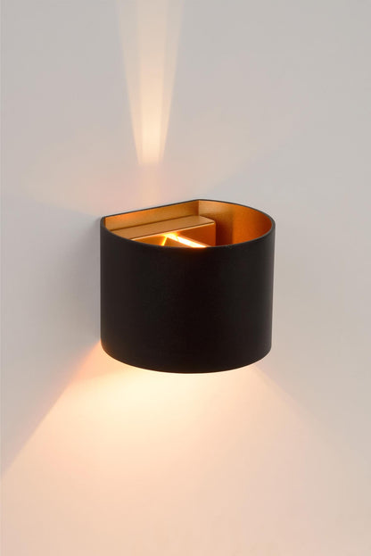 Wandlamp XIO zwart-goud rond incl. Led