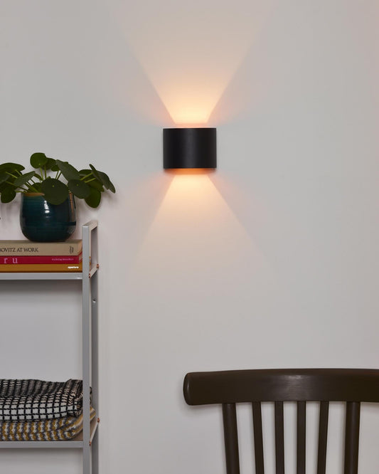 Wandlamp XIO zwart-goud rond incl. Led